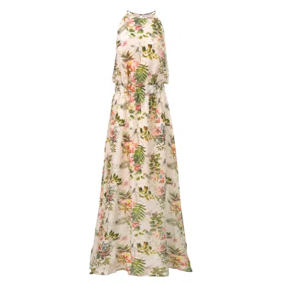 Oh!zuza Night&day Women's Green / Neutrals Maxi Cupro & Modal Dress – Botanical Print