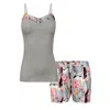 Oh!zuza Night&day Women's Green / Pink / Purple Botanica – Short Floral Pajama Set With Bow
