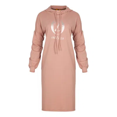 Oh!zuza Night&day Women's Hooded Sweatshirt Midi Dress - Rose Gold