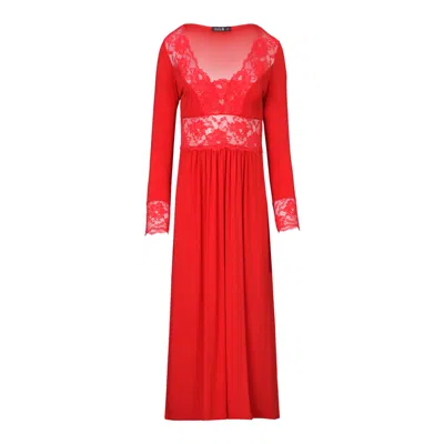 Oh!zuza Night&day Women's Maxi Viscose Nightgown - Red