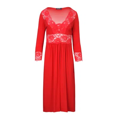 Oh!zuza Night&day Women's Midi Viscose Nightgown - Red