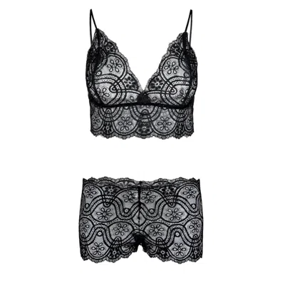 Oh!zuza Night&day Women's Midnight Lace – Bralette & Boxer Set - Black