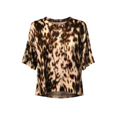Oh!zuza Night&day Women's Neutrals / Brown Echo Oversized Viscose Satin T-shirt – Chocolate Print