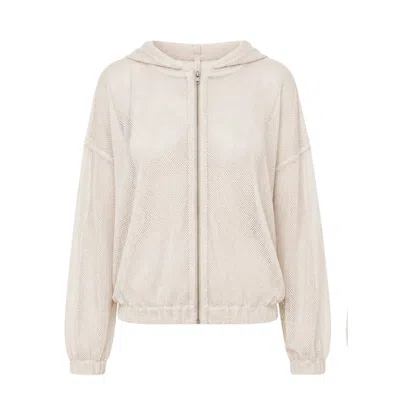 Oh!zuza Night&day Women's Neutrals Echo Mesh Zip Hoodie - Light Beige