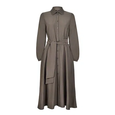 Oh!zuza Night&day Women's Neutrals Echo Midi Shirt Dress With Belt – Cocoa In Brown