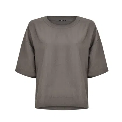 Oh!zuza Night&day Women's Neutrals Echo Oversized T-shirt In Textured Viscose – Cocoa In Brown