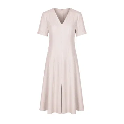Oh!zuza Night&day Women's Neutrals Echo Viscose Midi Dress Short Sleeve With Pockets - Light Beige