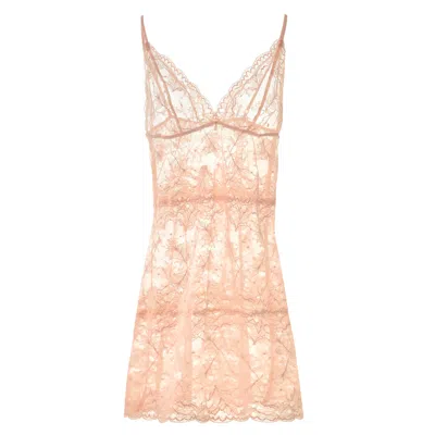 Oh!zuza Night&day Women's Neutrals Lace Night Slip - Delicate Elegance For Your Nights In Pink