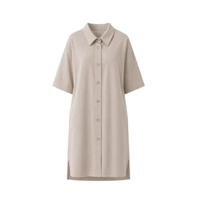 Oh!zuza Night&day Women's Neutrals Meryl Linen Viscose Shirt Nightdress - Beige In Sand