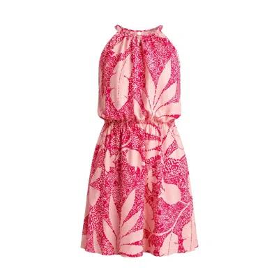 Oh!zuza Night&day Women's Neutrals / Pink Echo Viscose Short Halter Dress With Pockets - Pink Print In Multi