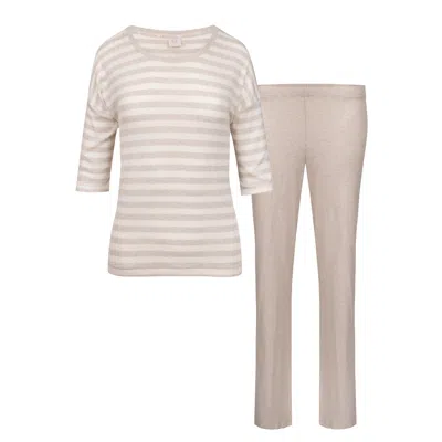Oh!zuza Night&day Women's Neutrals / White Homewear Pajama Set - Beige Melange