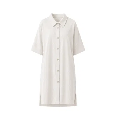 Oh!zuza Night&day Women's Neutrals / White Meryl Linen Viscose Shirt Nightdress - Ivory