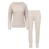 Oh!zuza Night&day Women's Neutrals / White Ribbed Lounge Set - Beige Melange In White
