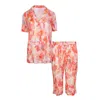 OH!ZUZA NIGHT&DAY WOMEN'S NEUTRALS / YELLOW / ORANGE SATIN PYJAMAS - SORBET PRINT VISCOSE