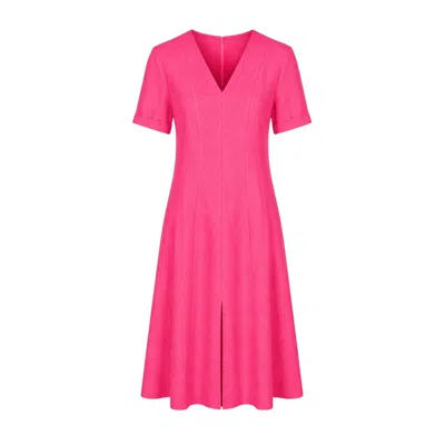 Oh!zuza Night&day Women's Pink Echo Viscose Midi Dress Short Sleeve With Pockets - Raspberry