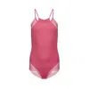 Oh!zuza Night&day Women's Pink / Purple Spaghetti Strap Bodysuit - Lace & Viscose In Pink/purple