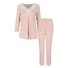 Oh!zuza Night&day Women's Pink / Purple / White Soft Viscose Pyjama Long Set In Pink/purple/white