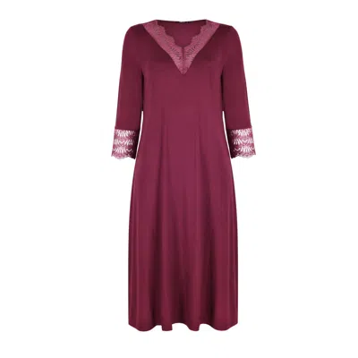 Oh!zuza Night&day Women's Poem Midi Lace Nightdress – Wine Red