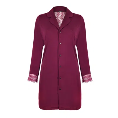 Oh!zuza Night&day Women's Poem Short Button-down Nightshirt – Wine Red