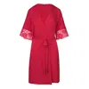 Oh!zuza Night&day Women's Red Elegant Robe - Viscose And Lace - Ruby In Red