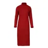 Oh!zuza Night&day Women's Red Long-sleeved Turtleneck Dress - Elegance Meets Comfort In Red