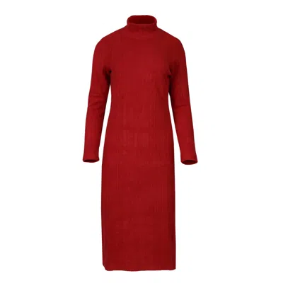 Oh!zuza Night&day Women's Red Long-sleeved Turtleneck Dress - Elegance Meets Comfort