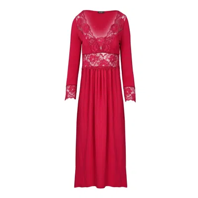 Oh!zuza Night&day Women's Red Maxi Viscose Nightgown - Ruby