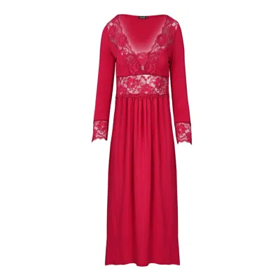 OH!ZUZA NIGHT&DAY WOMEN'S RED MAXI VISCOSE NIGHTGOWN - RUBY