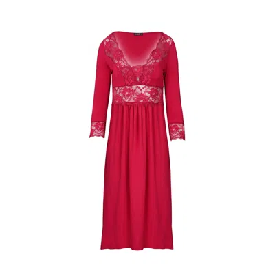 Oh!zuza Night&day Women's Red Midi Viscose Nightgown - Ruby