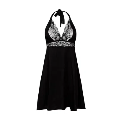 Oh!zuza Night&day Women's Satin Nightdress With Lace - Black