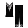 Oh!zuza Night&day Women's Satin Pajama Set - Effortless Elegance - Black In Black
