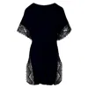 Oh!zuza Night&day Women's Sensual Delicate Short Robe - French Leavers Lace - Black In Black