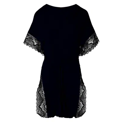 Oh!zuza Night&day Women's Sensual Delicate Short Robe - French Leavers Lace - Black