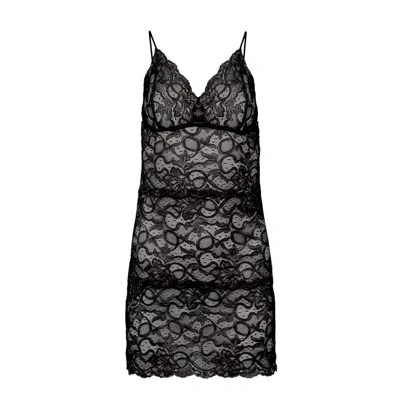 Oh!zuza Night&day Women's Short Lace Nightgown With Spaghetti Straps- Black