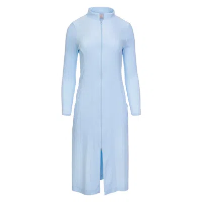 Oh!zuza Night&day Women's Terry Cotton Zip Robe - Blue
