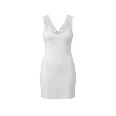 Oh!zuza Night&day Women's White Amelia Viscose Mini Nightdress Lace Wide Straps  - Ivory