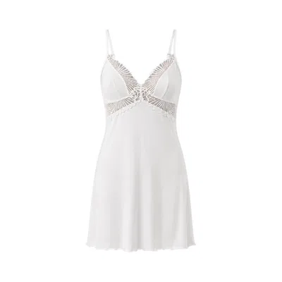 Oh!zuza Night&day Women's White Amelia Viscose Open Back Nightdress Lace - Ivory