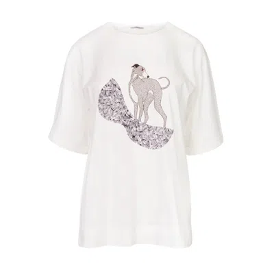 Oh!zuza Night&day Women's White / Blue Short Sleeve Loose Fit T-shirt - Whippet In White/blue