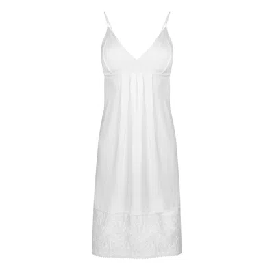 Oh!zuza Night&day Women's White Chemise Nighdress - Soft Viscose & Lace