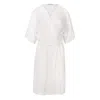 Oh!zuza Night&day Women's White Elegant Robe - Viscose And Lace - Ivory In White