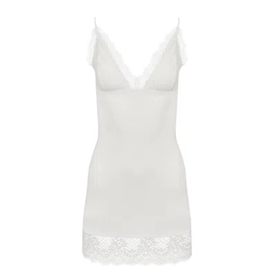 Oh!zuza Night&day Women's White Lace Back Viscose Chemise Nightdress - Ivory