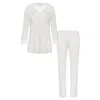 Oh!zuza Night&day Women's White Long Lightwaight Pyjamas With Lace - Ivory In White