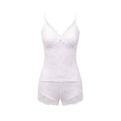 Oh!zuza Night&day Women's White / Pink Juliet Lace Set - White With Pink Print