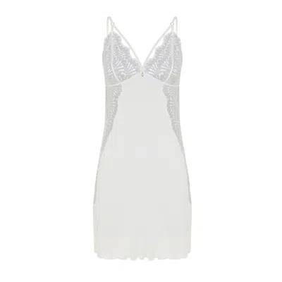 Oh!zuza Night&day Women's White Poem Short Lace-trim Nightdress – Cream