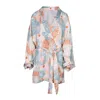Oh!zuza Night&day Women's Yellow / Orange / Green Kimono Robe - Ecovero Satin In Yellow/orange/green