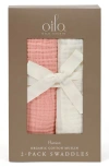 Oilo 2-pack Organic Cotton Muslin Swaddle Blankets In Eggshell/rose