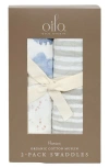 Oilo 2-pack Swaddle Blankets In Blue/gray