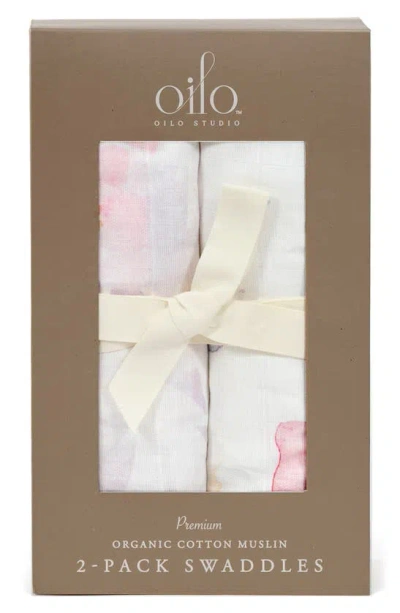 Oilo 2-pack Swaddle Blankets In Blush Butterfly