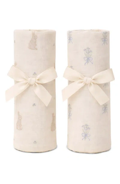 Oilo 2-pack Organic Cotton Muslin Swaddle Blankets In Brown