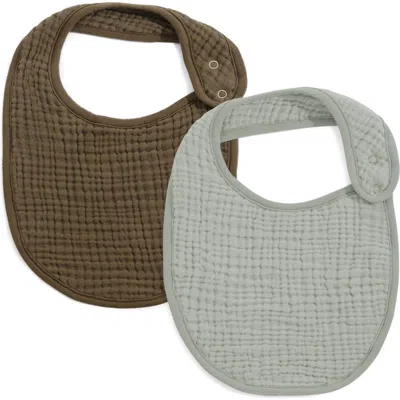 Oilo Assorted 2-pack Organic Cotton Muslin Baby Bibs In Gray